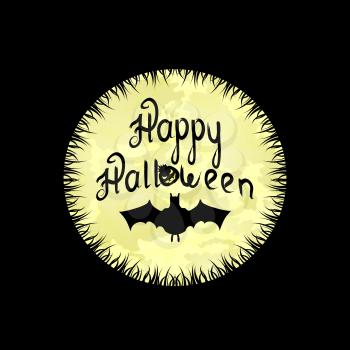 Halloween Background With Moon, Wishes And Bat On A Black Background