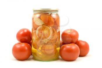 Royalty Free Photo of a Jar of Pickled Tomatoes
