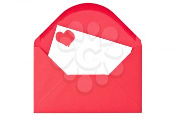 Envelope with love letter isolated on white background