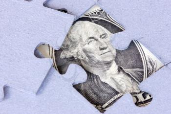 Jigsaw puzzle with Washington looking to you 