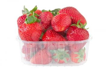  punnet of strawberries isolated on white background 