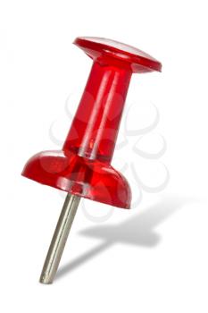 Red  push pin isolated on white background