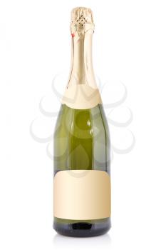 Sparkling wine bottle isolated with blank label for your text or logo