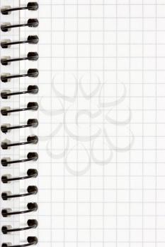Blank squared page of a spiral notebook