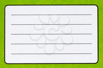 Blank name label of green Exercise book