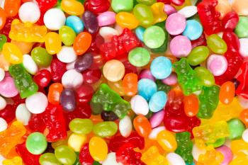 Assorted mix of colorful candies and jellies