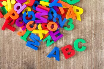 Set of plastic colorful letters and numbers
