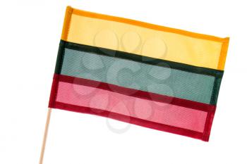 Lithuania flag as souvenir isolated on the white background
