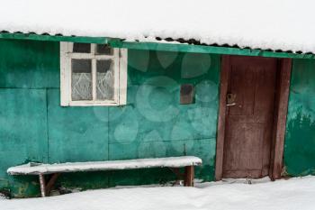 Old abandoned building in snowy winter season