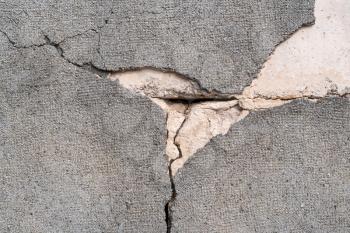 Cracked concrete wall covered with gray cement surface as background