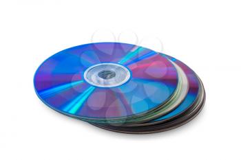 Stack of cd roms. CD & DVD disk on white background