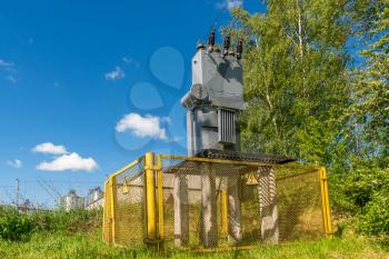 Small substation and transformer station in the nature