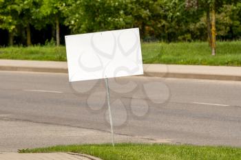 Empty white sign on the street, copy space