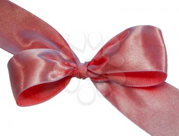Red present bow on white background