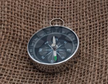 Compass on the sack material