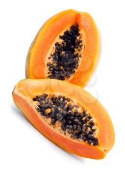 Ripe papaya isolated on the white background