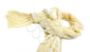 Elegant yellow shawl isolated on white background