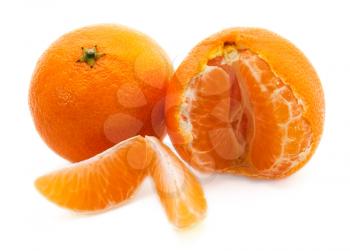 Ripe mandarins isolated on white