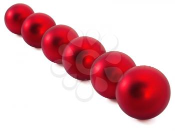 Two red christmas balls on the white background