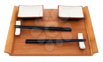 Sushi set on bamboo background