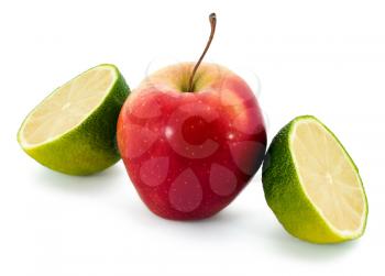 Fresh juicy lime and red apple