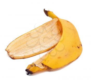 Banana skin on the white