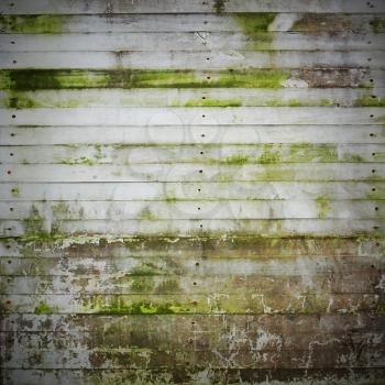 Old messy and greeny wooden boards
