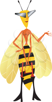 Royalty Free Clipart Image of a Female Wasp