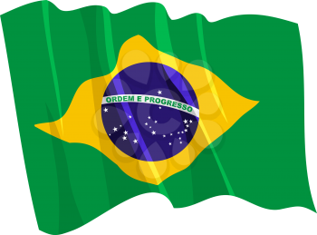 Royalty Free Clipart Image of a Cartoon Flag of Brazil