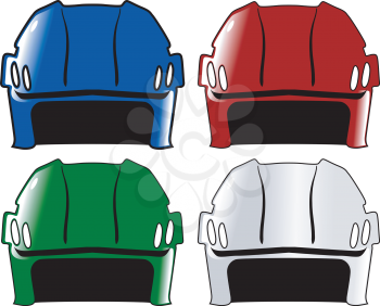 Royalty Free Clipart Image of Sports Helmets