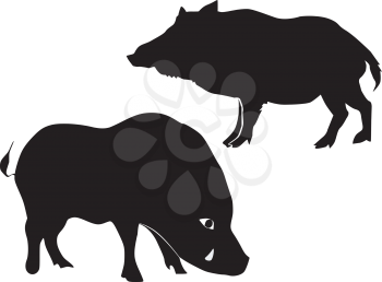 Royalty Free Clipart Image of a Wild Boar Silhouette