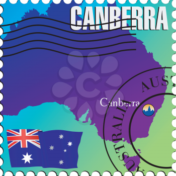 Vector stamp with an image of map of Australia