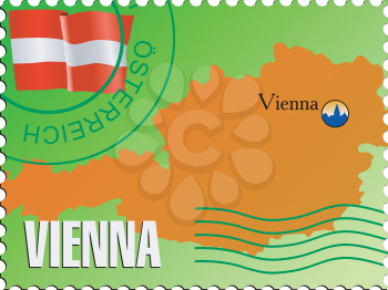 Vector stamp with an image of map of Austria