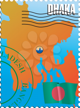 Vector stamp with an image of map of Bangladesh