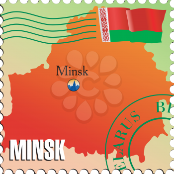 Vector stamp with an image of map of Belarus