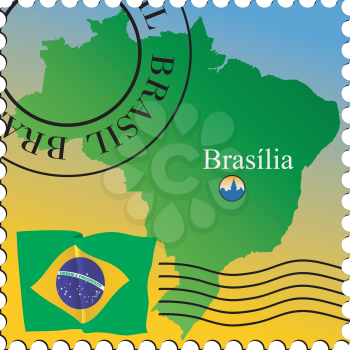 Vector stamp with an image of map of Brazil