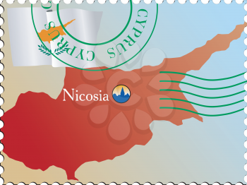 Vector stamp with an image of map of Cyprus