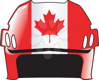 An image of hockey helmet in colours of Canada