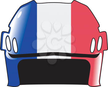 An image of hockey helmet in colours of France