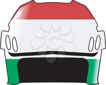 An image of hockey helmet in colours of Hungary