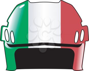 An image of hockey helmet in colours of Italy