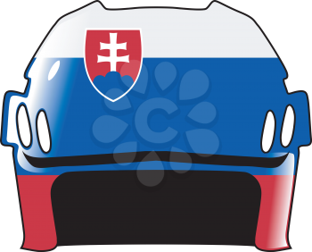 An image of hockey helmet in colours of Slovakia