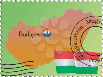Vector stamp with an image of map of Hungary