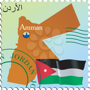 Vector stamp with an image of map of Jordan