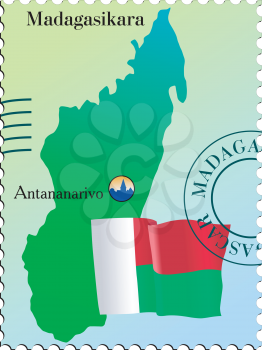 Vector stamp with an image of map of Madagascar