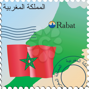 Vector stamp with an image of map of Morocco