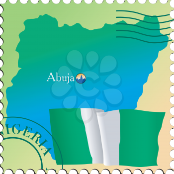 Vector stamp with an image of map of Nigeria