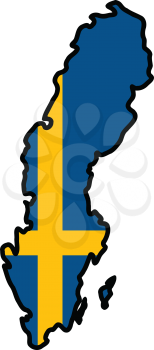 An illustration of map with flag of Sweden