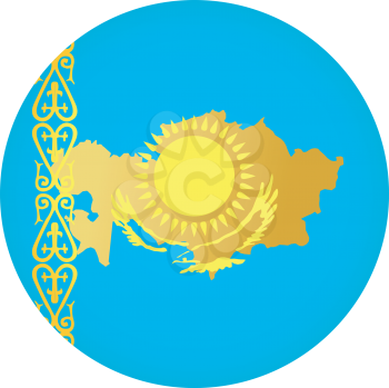An illustration with button in national colours of Kazakhstan