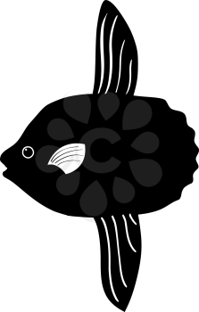silhouette of the sunfish on white background